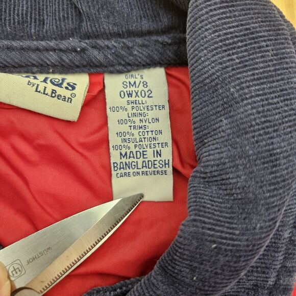 Vintage Girls Quilted LL Bean Jacket Size 8 Chore Barn Outdoors Corduroy Trim - Picture 3 of 9